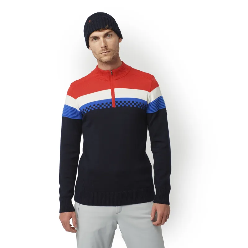 Henjl Kramden Mens Merino Wool Sweater - Navy Blue-1
